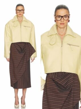 Helsa The 90s Leather Jacket in Banana Yellow Size CS